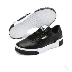 Puma Cali black leather platform shoes, size 38.5